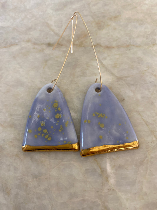 Lavender Geometric Earring, 24K Gold Accents