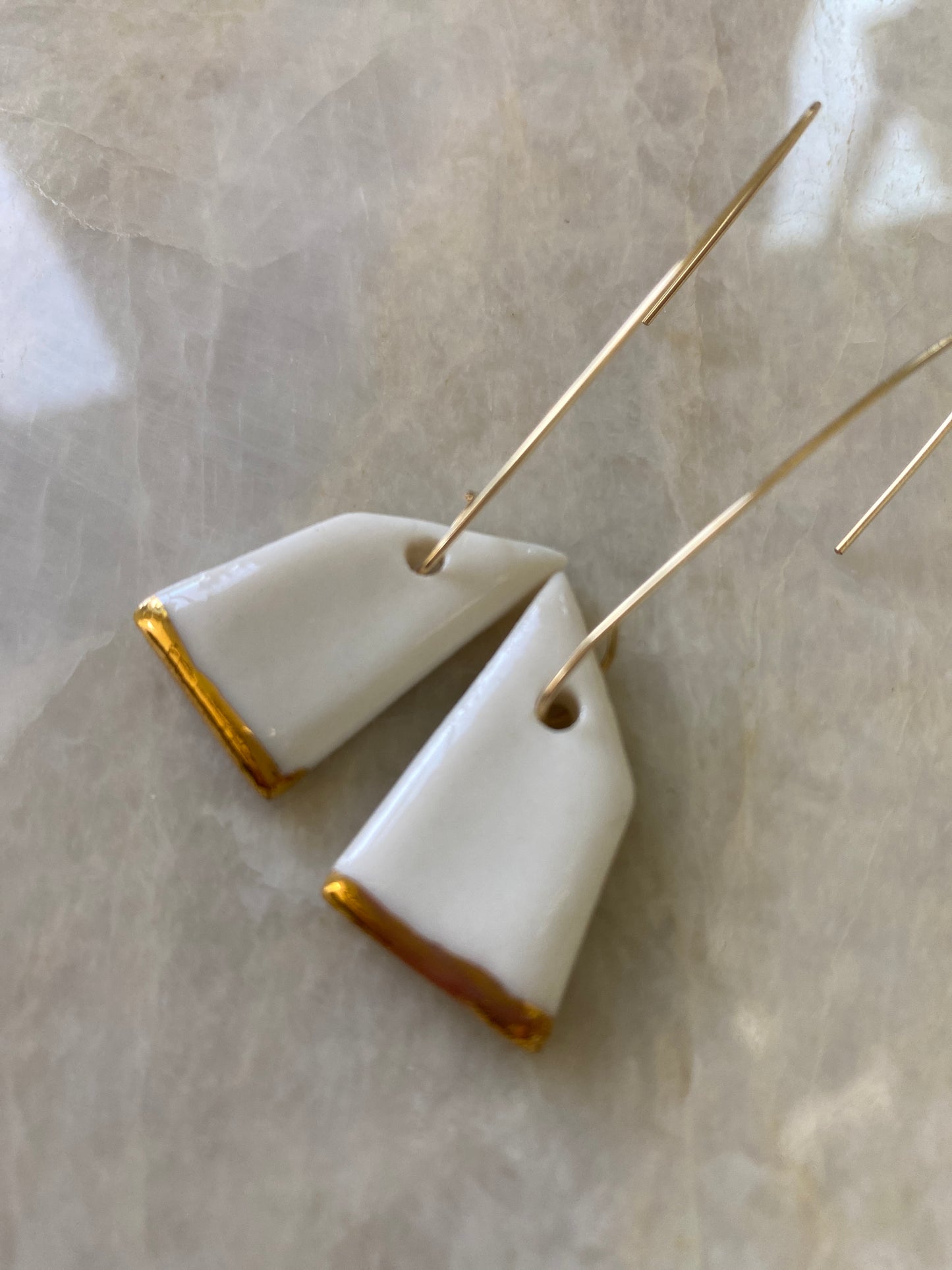 White and Gold Modern Geometric Earring