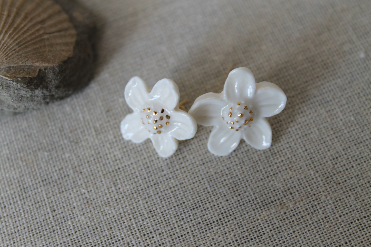 Cherry Blossom porcelain earrings. Studs