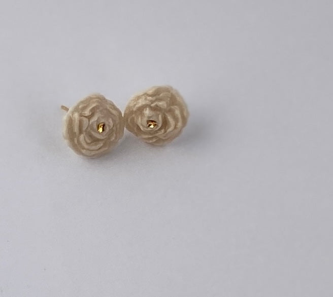 Porcelain rose stud earrings