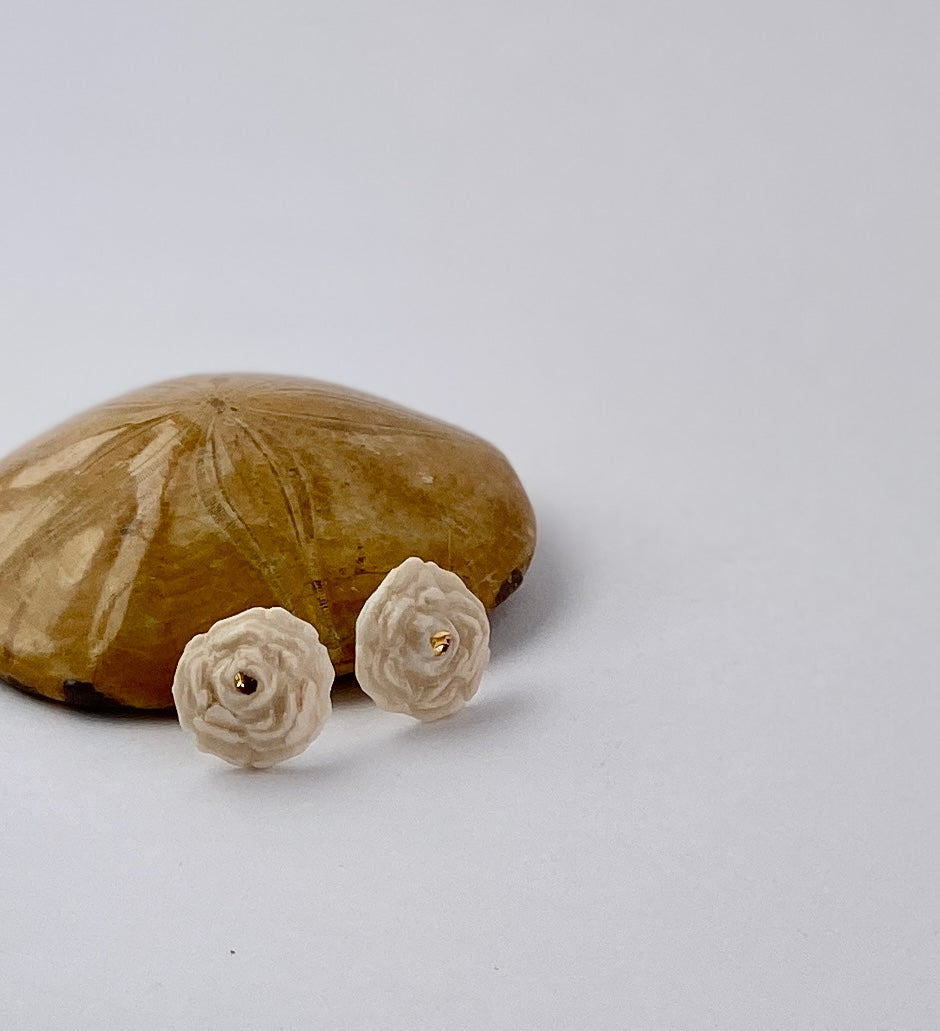 Porcelain rose stud earrings