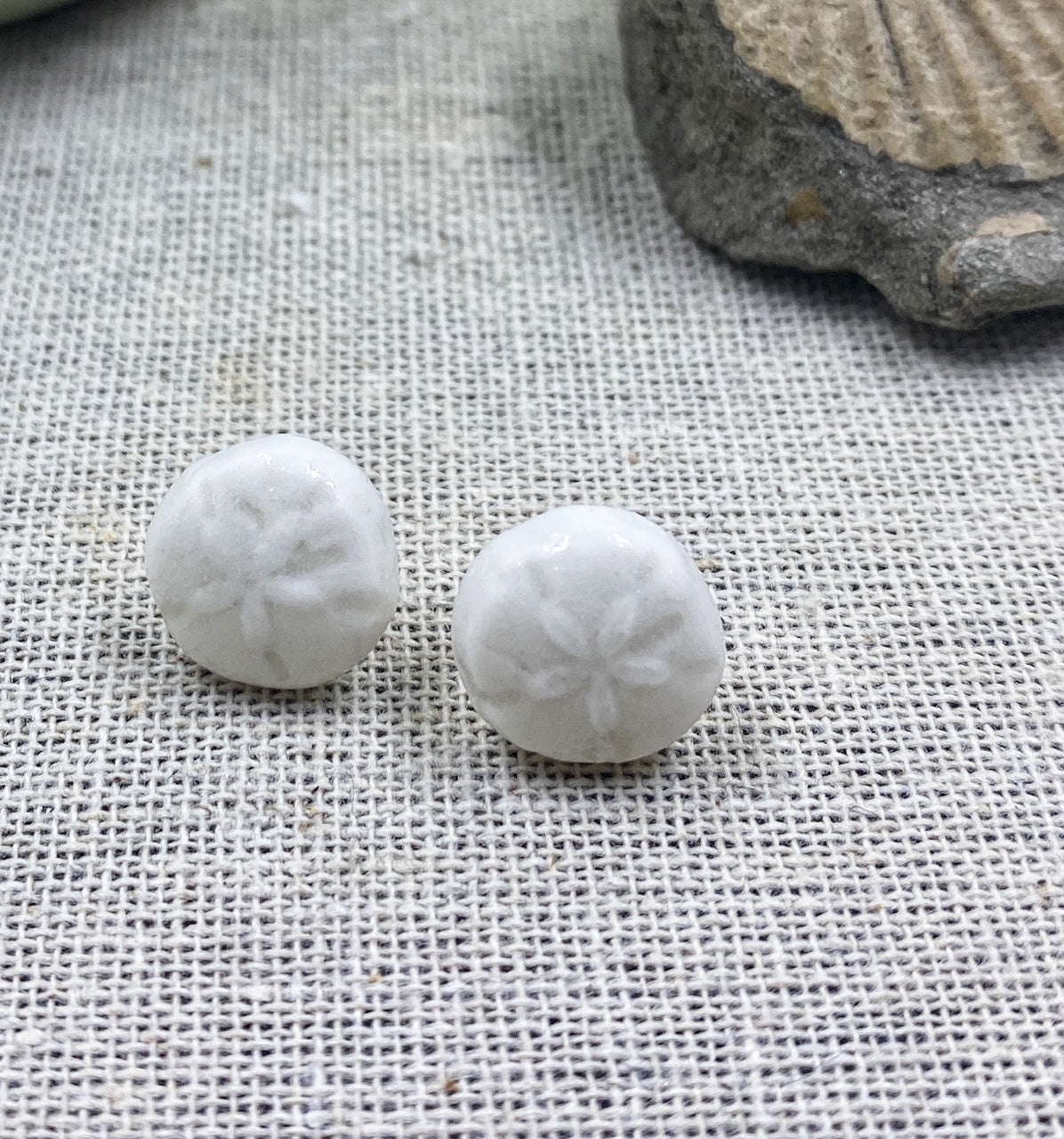 Sand Dollar Earrings-white, navy, sea green, or coral