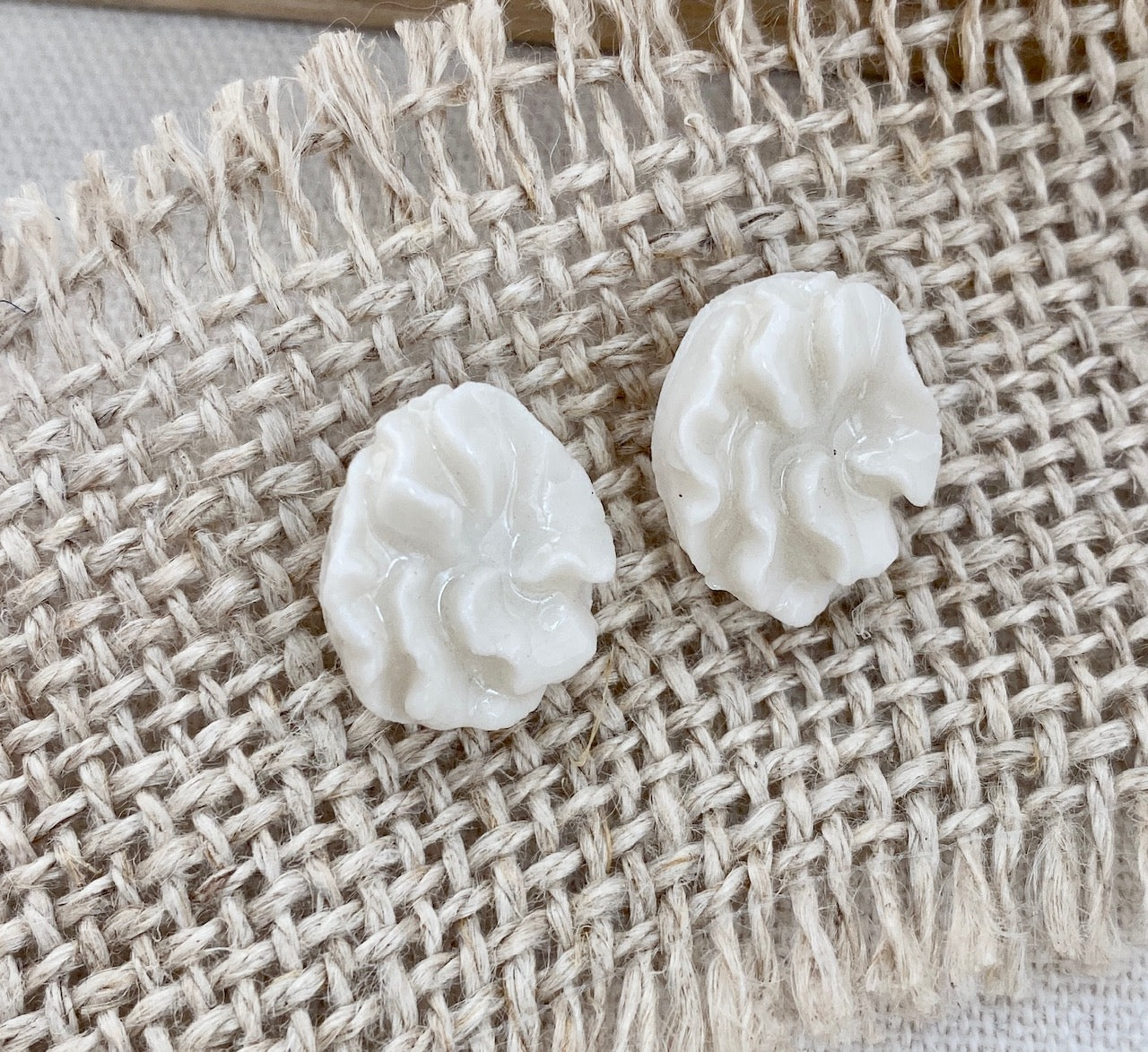Ruffle Flower Earrings. Porcelain.