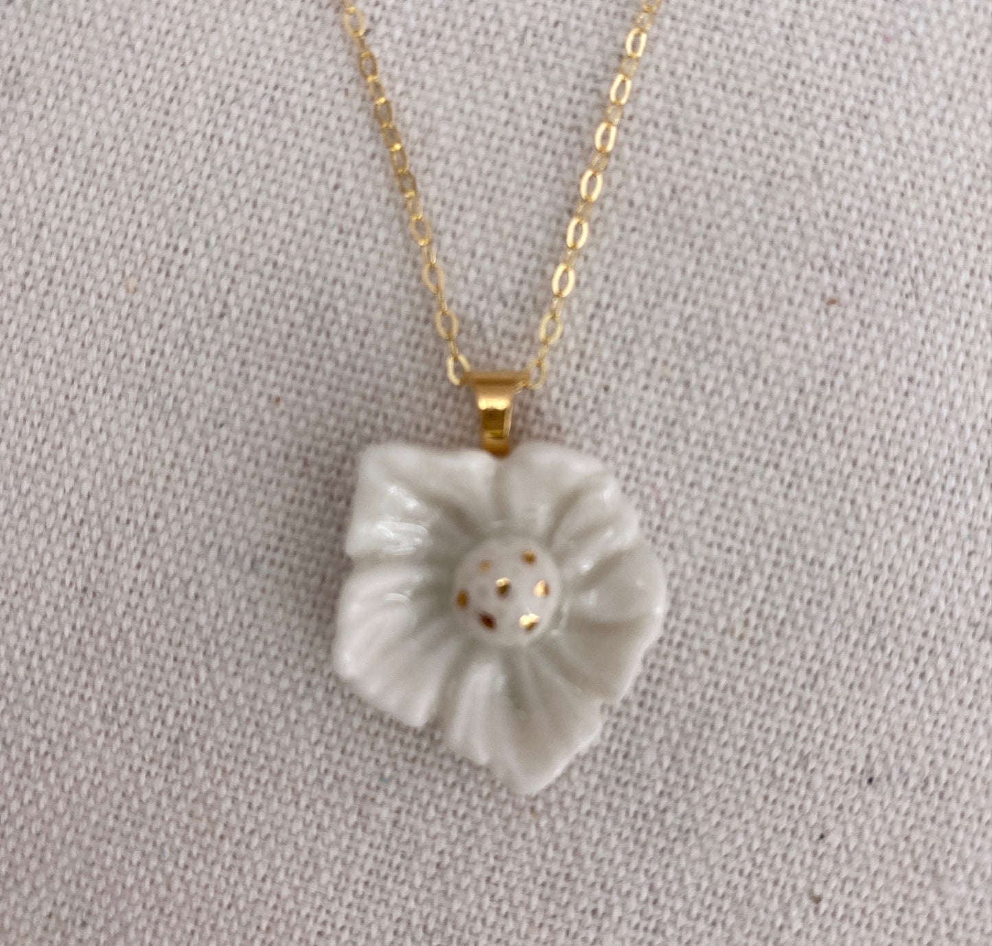 Dogwood flower porcelain necklace.