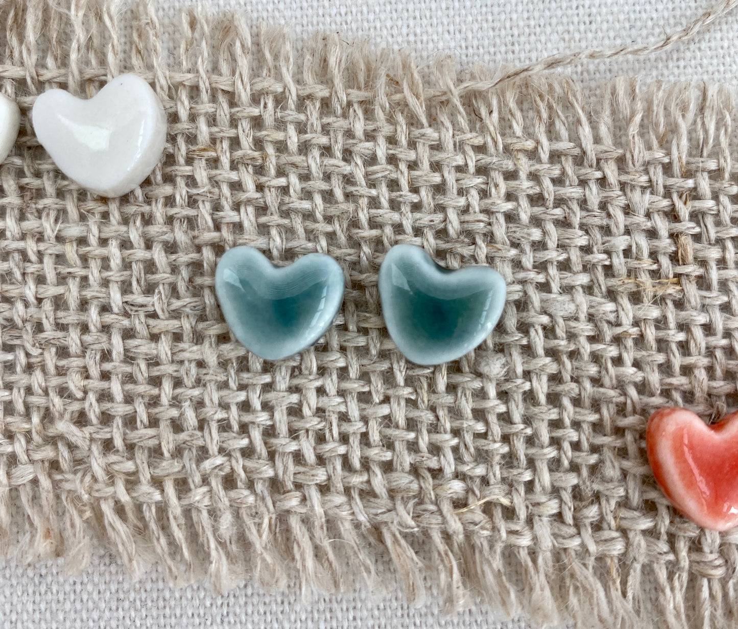 Heart shaped porcelain stud earrings