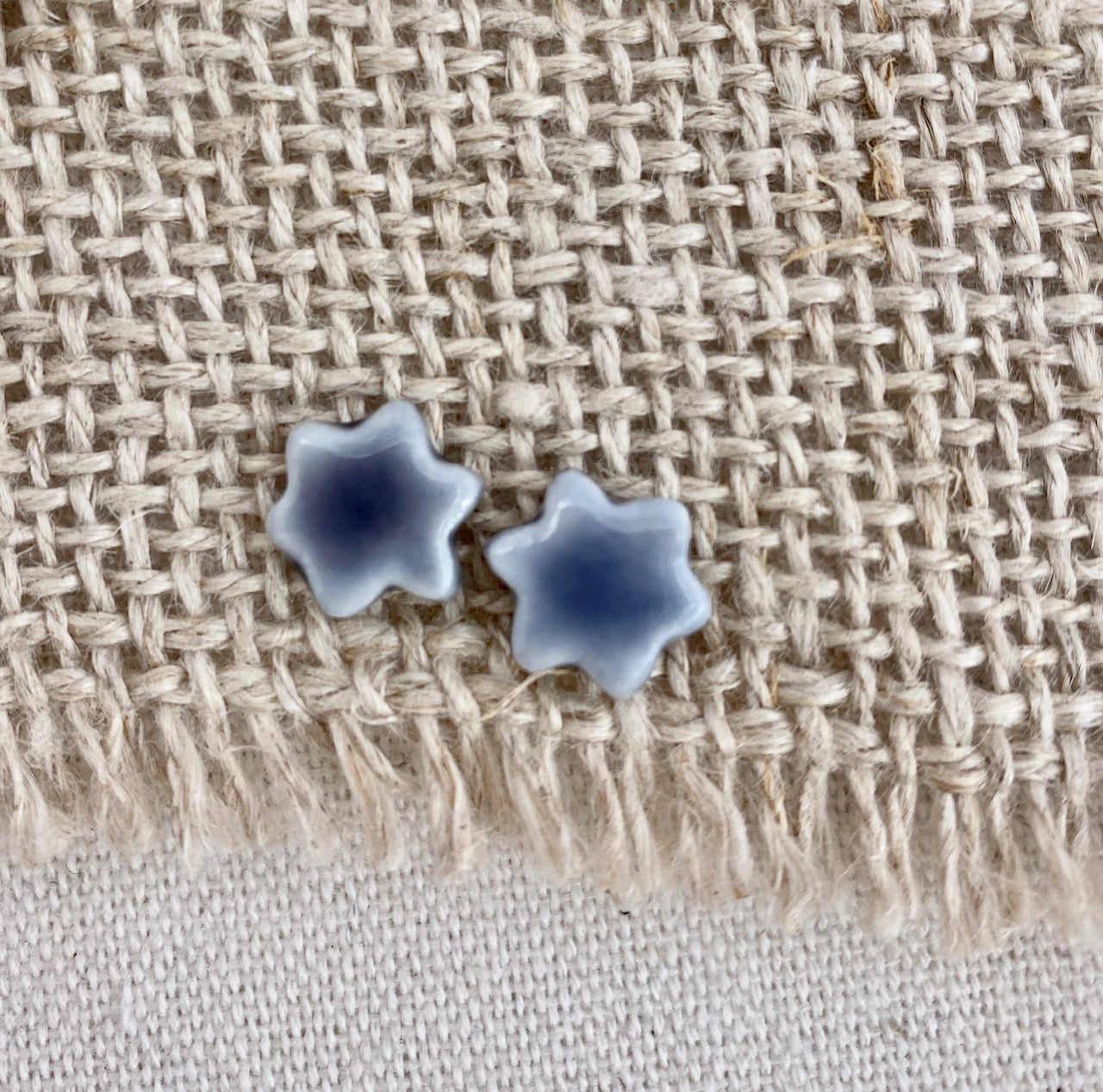 Blue Star Earrings. Porcelain.