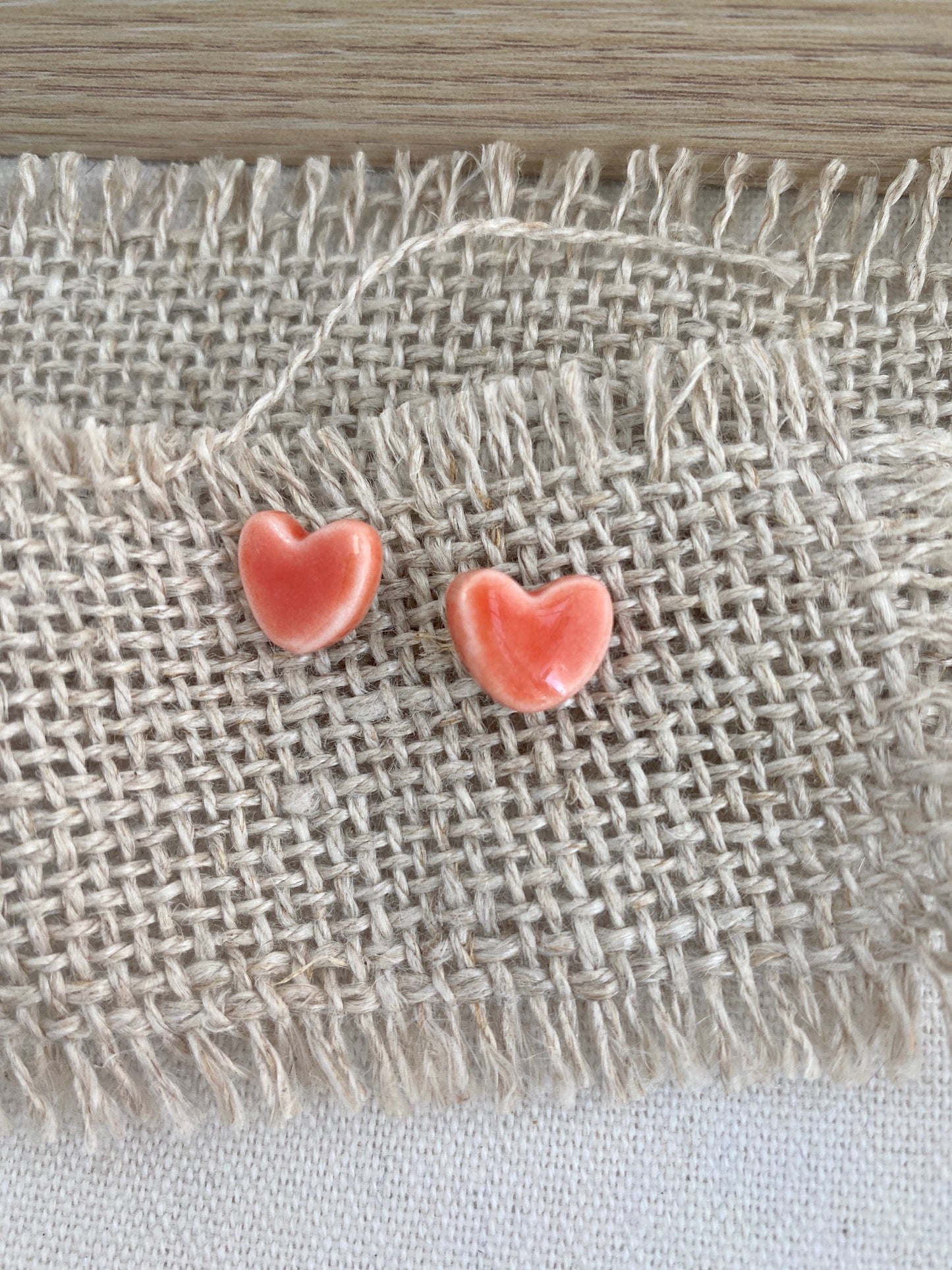 Heart shaped porcelain stud earrings