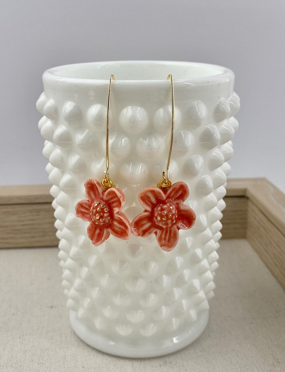 Cherry Blossom Porcelain hanging earrings.