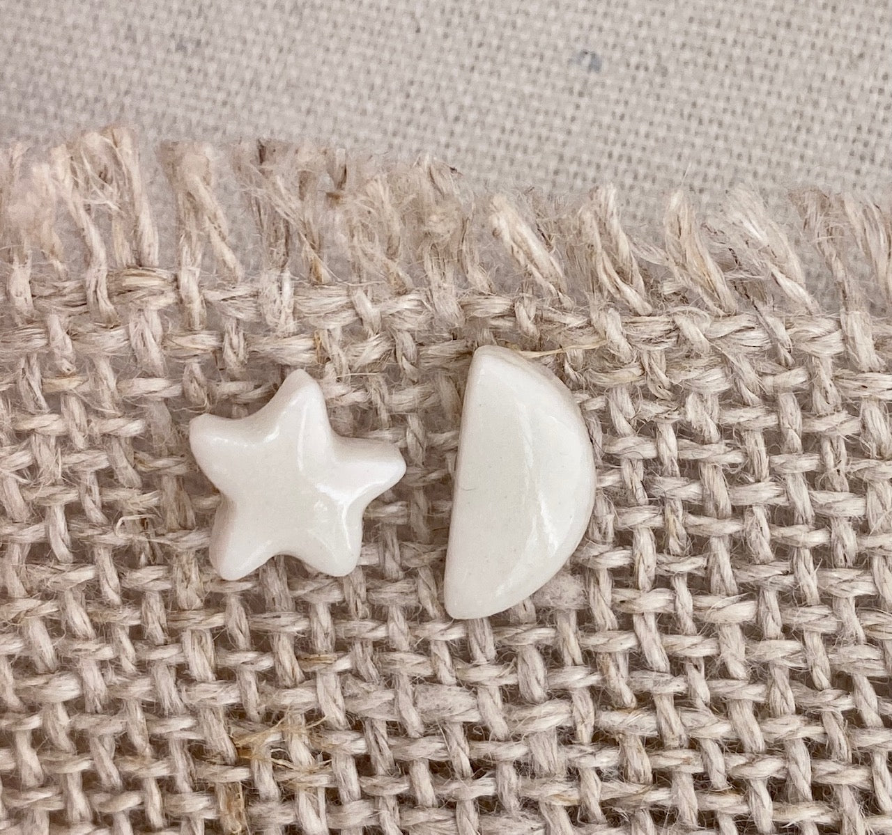 Star and Moon Earrings. Porcelain.