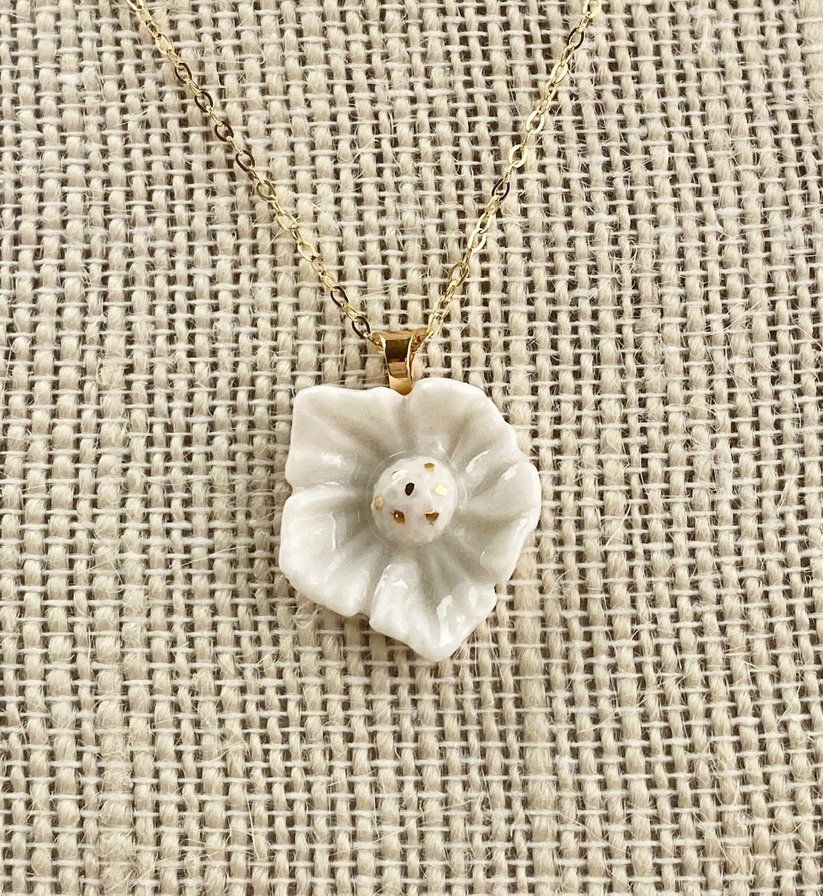 Dogwood flower porcelain necklace.